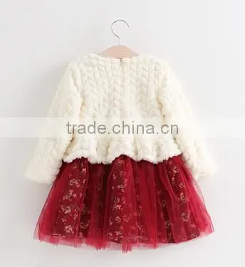 Winter Beautiful Splicing Dress Colors Children Baby Ruffle Princess Girls Tutu Dress photo-2
