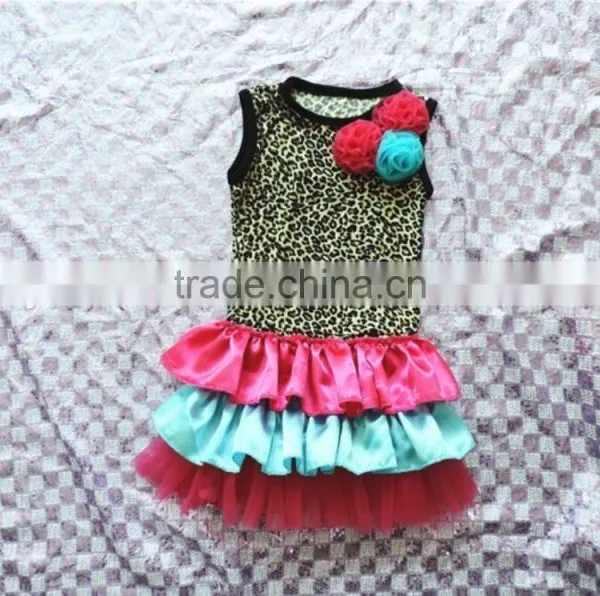 Pernickety Boutique Fashion Lepord Prints Flower Top Baby Girls Clothes Organic Cotton Ruffled Infant Toddler Girls Clothing photo-3