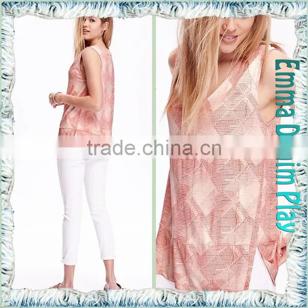 2016 New Model Special Knit Design Womens Plaid Sleeveless Tank T-Shirts photo-3