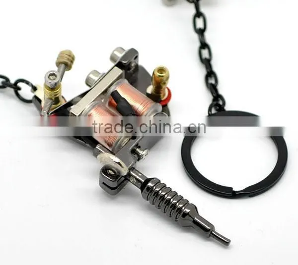 Wholesale 1PC Gunmetal Mini Tattoo Machine Key Chains & Key Ring photo-2