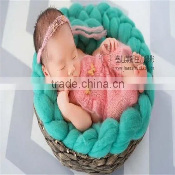 Newborn Mohair Romper and Headband Set Handmade Knitted Outfit Onesie Mohair Hooded Romper Baby Photo Props photo-3