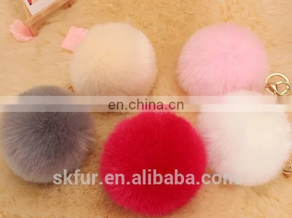 Handmade Colorful Fake Fur Pom Poms Keychain photo-3