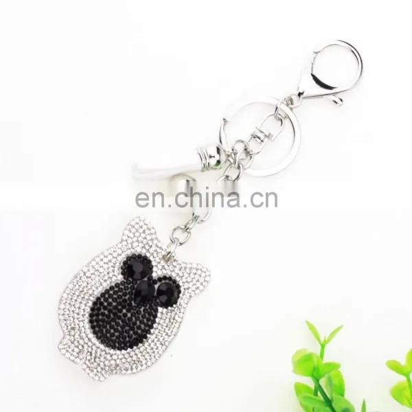 Rhinestone Owl Tassel Leather Keychain photo-4