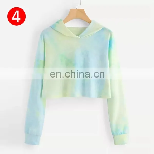 Hoodies Multicolor Casual Women Drawstring Hooded Sweatshirt 2020 Autumn Tie Dye Long Sleeve Hoodies photo-5