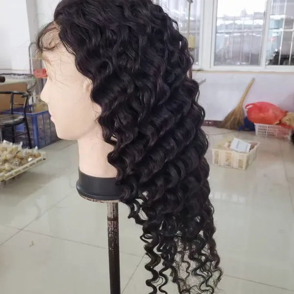 KHH High Quality 150% Density Hair Wigs Virgin Remy Brazilian HD Transparent 360 Frontal Kinky Curly Lace Wig photo-4