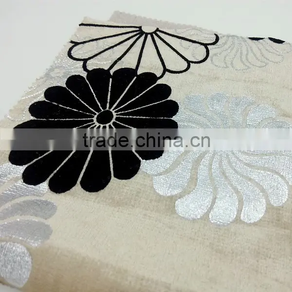 Flocking Burnt Out Velvet Upholstery Fabric photo-3