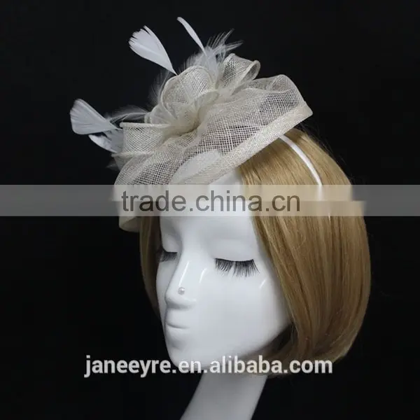 Wholesale Party/Races Sinamay Flower Fascinator Headband With Feather photo-3