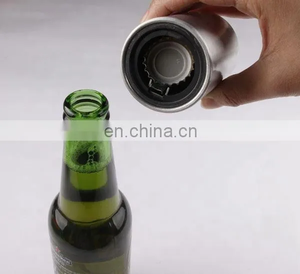 Promotional Aluminium Cylinder Beer Opener Push Automatic Metal Bottle Opener photo-4