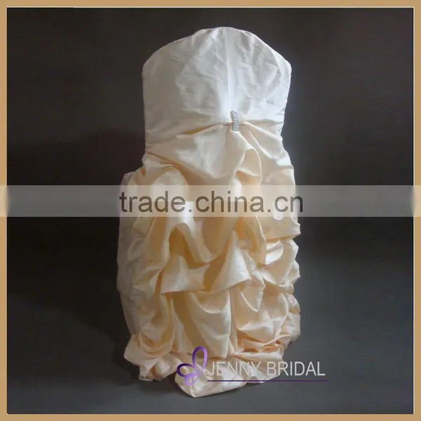 C001E Fancy Custom Satin/taffeta Ruffled Wholesale Cheap Chair Covers,dining Room Chair Cover photo-6