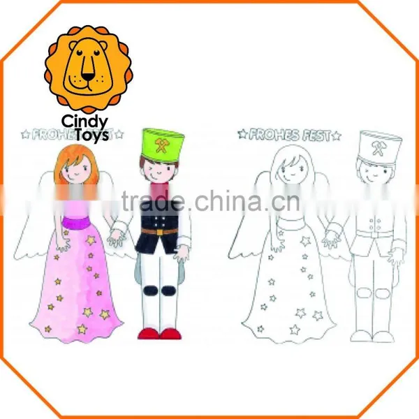 Wooden Rubber Stamp Angel & Miner 1 Pcs for Christmas