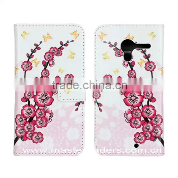 Girl Printing Flowers Wallet Leather Case for MOTOROLA X MT-2058