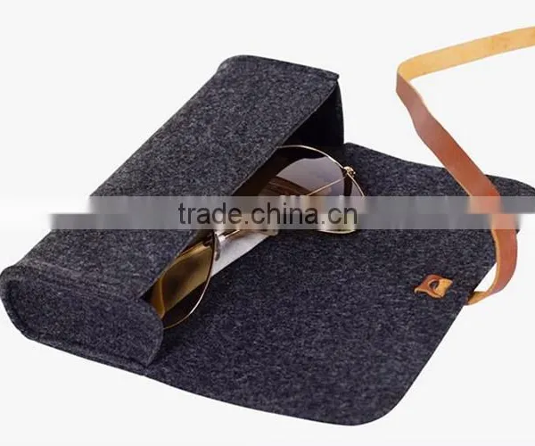 Easy to Carry Grey Green Felt Sunglasses Case photo-3