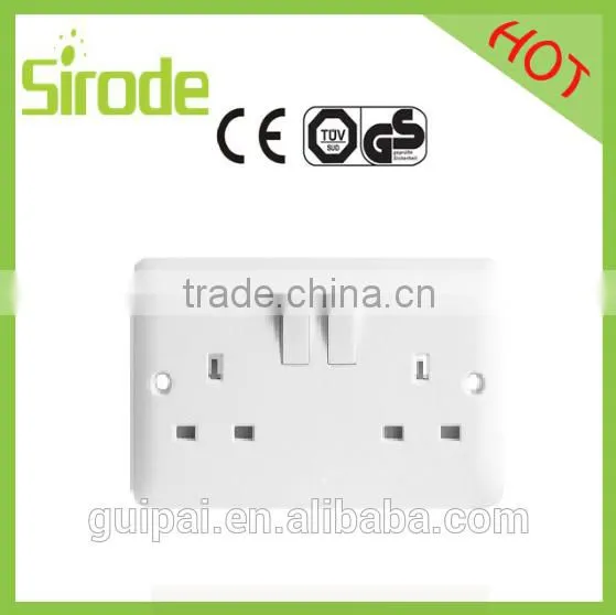 UK BS Standard Bakelite Materials 13a Single Pole Switched Socket Double With Neon photo-2