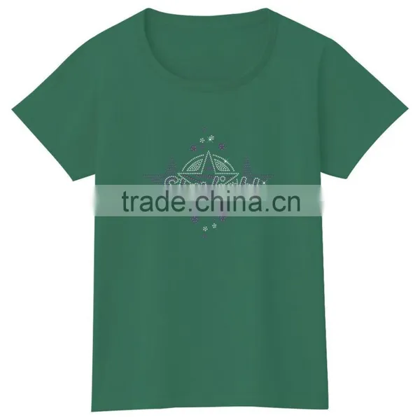 Summer Girls Cotton Tee Rhinestones Iron on Tshirt photo-4
