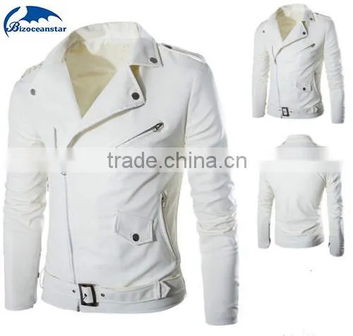 New Fashion Men's Jackets Short Slim Collar Motorcycle Leather Jacket Coat photo-3