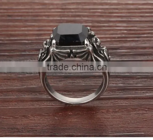 Costume Jewellry Wholesale Skull Engagement Ring for Women With Black Stone photo-3