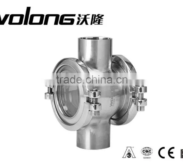 High pressure beer tank and oil tube fitting sight glass