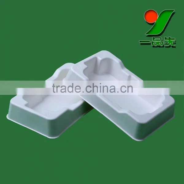 China Manufacturer Biodegradable Sugarcane Bagasse Pulp Molded Tray , Natural Color Smooth Surface Packaging photo-3