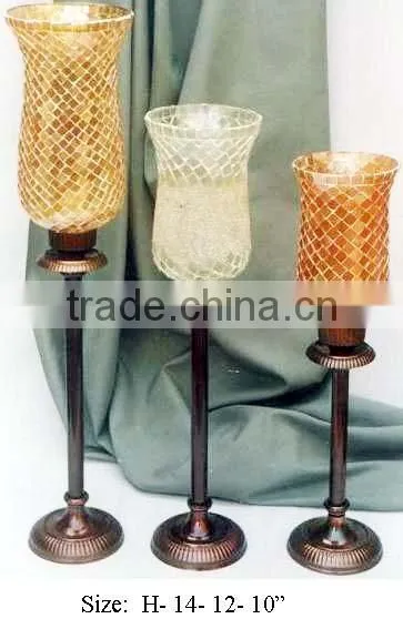 Glass Candle Holder- Metal Candle Holder