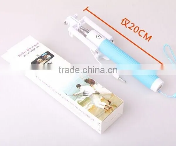 Mini Selfie Stick With 20cm Length Only After Folding, no Need Bluetooth Selfie Stick, Hot Selling Wired Selfie Stick