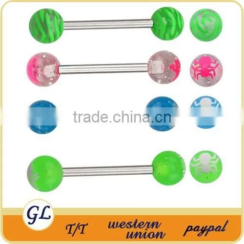 TR01088 Colorful Piercing Tongue Barbell , Arcylic Tongue Piercing Ball photo-6