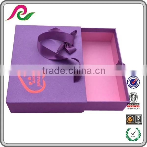 Custom Purple Cardboard Drawer Gift Box With Handle for Gift Packing photo-3