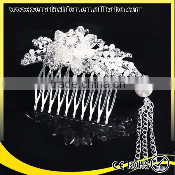 Tassels Wedding Cheap Personalized Hair Comb Holder photo-2