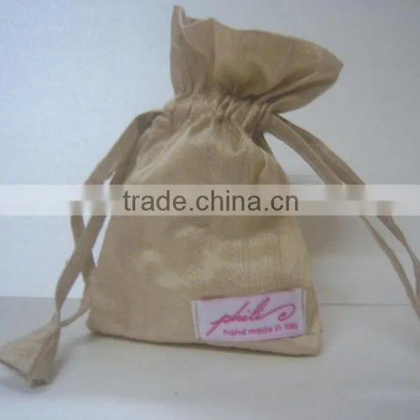 Custom Made Drawstring Bags With Woven Labels, for Jewelry Designers, Gift Packaging