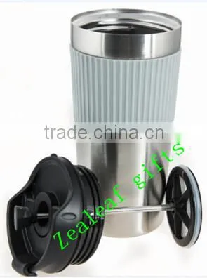 Vacuum Flask Insulated French Press Travel Mug Stainless Steel Tumbler photo-4
