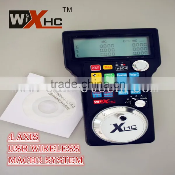 2015 XHC mach3 usb cnc remote mpg control 4 axis cnc machine, Wireless, LCD