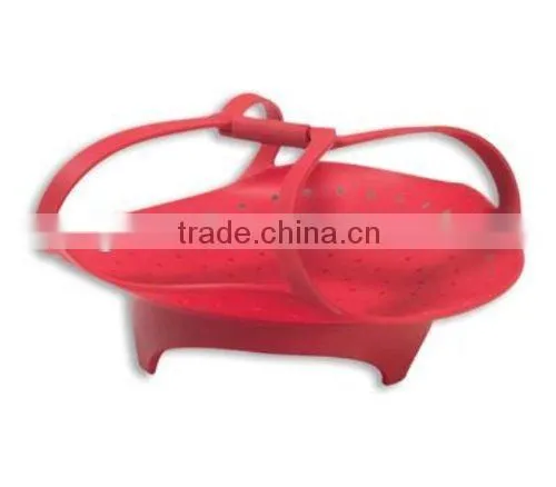 Vegetable Egg Silicone Steamer Portable Food Steamer Basket Interlocking Handles