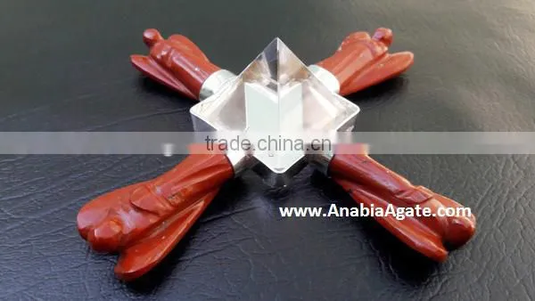 Red Jasper Angels Aagte Energy Generator With Crystal Quartz Pyramid photo-3