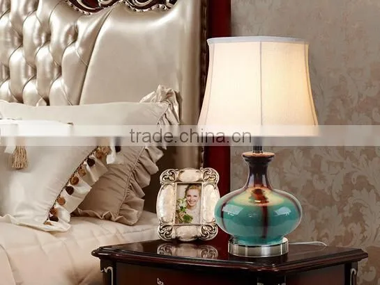 Metal Base In Satin Nickel Ceramic Body With Fabric Lampshade Modern Desk Lamp Bedroom Living Room Dining Room Table Lamp photo-2