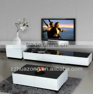 Modern White High Gloss MDF Coffee Table With Tempered Glass photo-3
