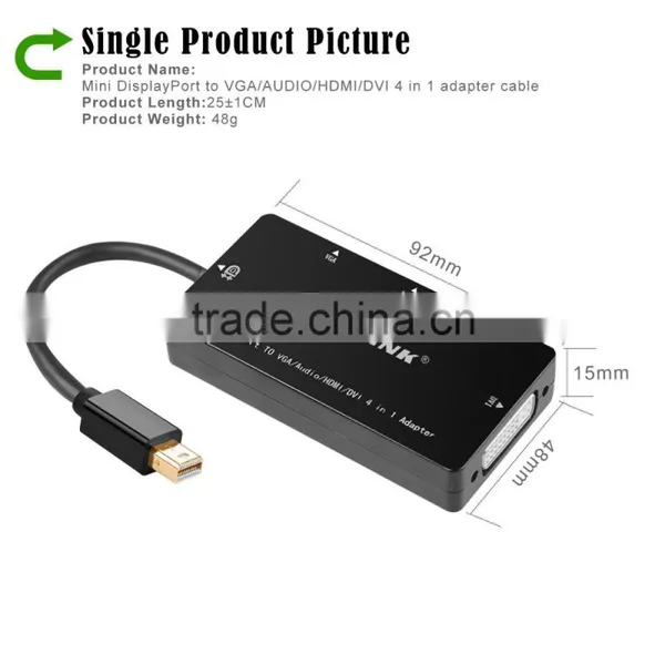 Voxlink 4 in 1 Thunderbolt Gold Plated Mini DisplayPort to HDMI Audio VGA DVI Cable Adapter photo-4