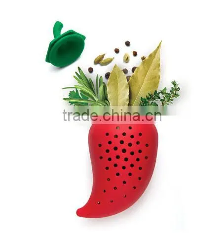Silicone Red Green Pepper Herb Infuser,Silicone Red Green Pepper Soup Kitchen Tool photo-2