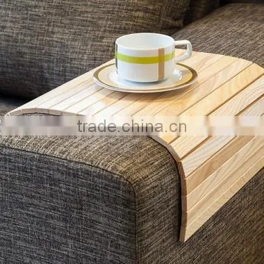 Sofa Tray Table Brown & White, Wooden TV Tray photo-2