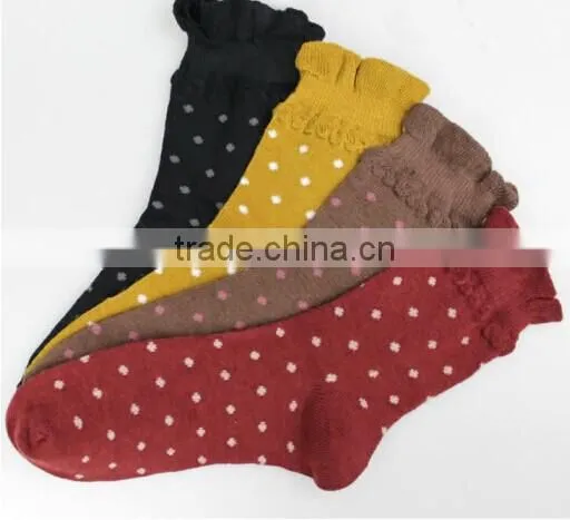 Rabbit Lace Trimming Dot Sex Women Microfiber Socks photo-5