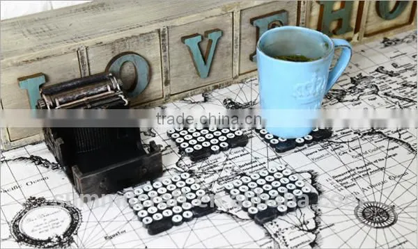 Resin vintage typewriter shape drink coasters holder set