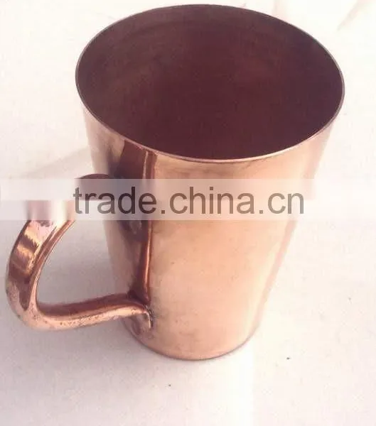 CUP SHAPE MOSCOW MULE SOLID COPPER MUG WITH COPPER HANDLE , COPPER MUG FOR VODKA & MOSCOW MULE, MOSCOR MULE COPPER CUP photo-3