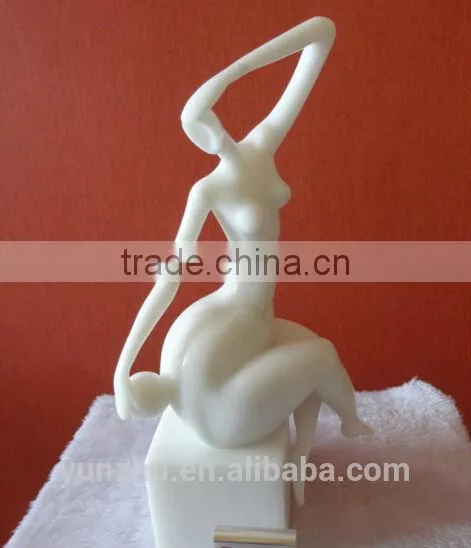 Abstract White Marble Hand Carving Fat Lady Sculpture