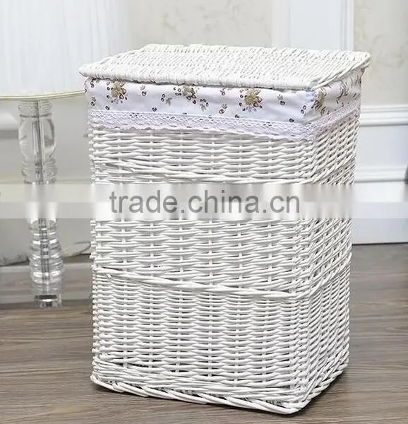 Cheap Linshu Hand Woven White Color Laundry Basket photo-2