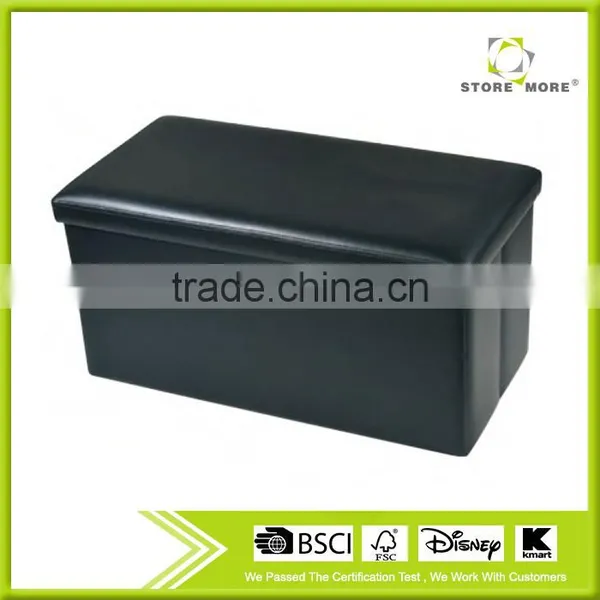 Faux Leather Folding Storage Ottoman Footrest Stool Shoe Bench Tea Table photo-2