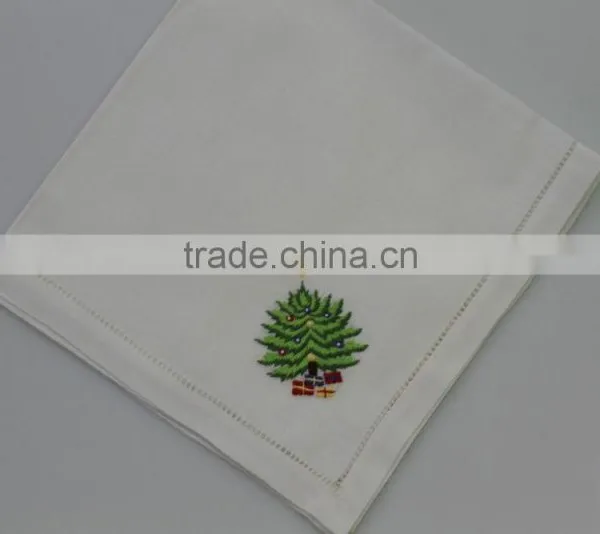 100% Cotton Embroidered Table Napkins With Hemstitch, Set of 6, Various Designs photo-2