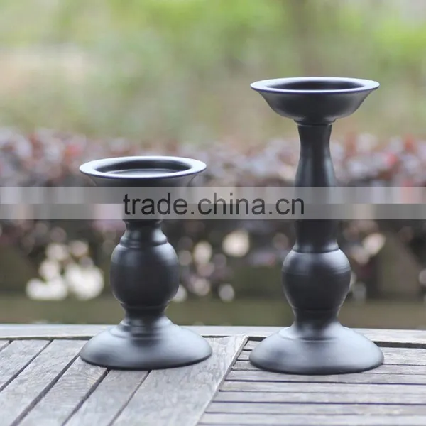 Black Metallic Candle Holder Candlestick photo-2