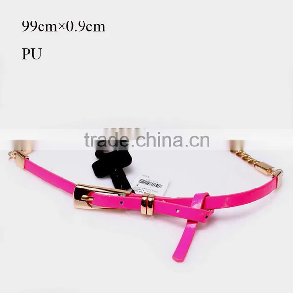 New Designed Fashion Chain Decorated Lady Thin PU Waist Chain Belt photo-3