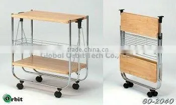 Dining Serving Kitchen Foldable Trolley Cart photo-5