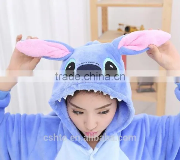 Flannel Cartoon Adult Animal Jumpsuit Animal Pajamas Jumpsuit Blue Stitch Design photo-2