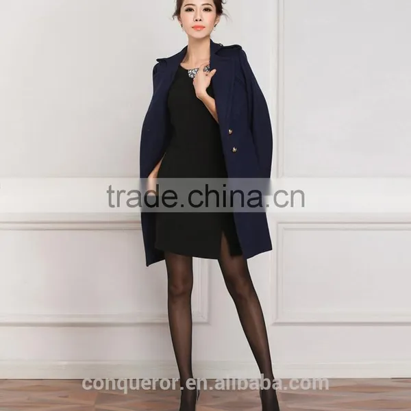 Fashional Style Lady's Overcoat. Double Breasted Navy Color Coat. L112506 photo-2