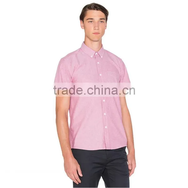 OEM Factory Price Pink Color New Stylish Mens Short Sleeve Shirts photo-2